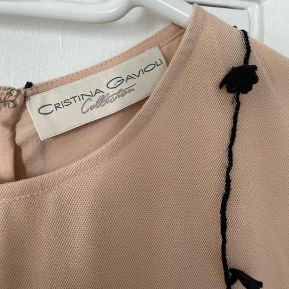 cristina gavioli long sleeve mesh dress with black lace - Picture 4 of 9